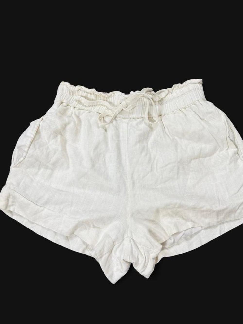 White Linen Drawstring Waist Shorts Women’s Size XS